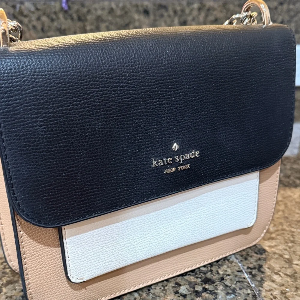kate spade Colorblock Leather Crossbody Bag - Black, White, Tan - Picture 3 of 4